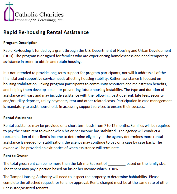 Rapid Rehousing Rental Assistance Catholic Charities